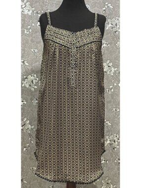 SoieRose Black Gold Ornate Print Satin Victorian Nightgown SR-1244